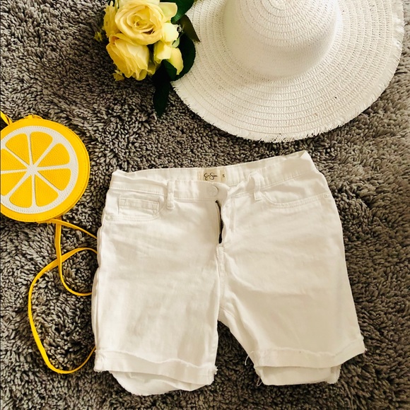 White Stretchy Jean Shorts - Picture 1 of 3